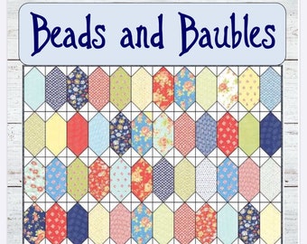 Beads and Baubles Quilt pattern PDF -- layer cake and fat quarter friendly -- 6 size options