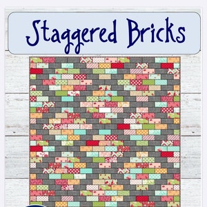 PDF PATTERN Staggered Bricks quilt..4 design variations baby, lap, twin, full, king PDF Version image 1