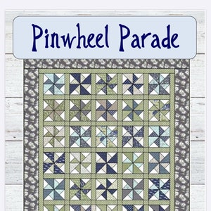 PDF quilt pattern -- Pinwheel Parade-- multiple size options -- instant download