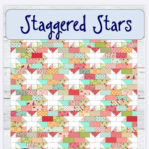 PDF pattern Staggered Stars quilt — 6 sizes — baby, lap, twin, full, queen, king