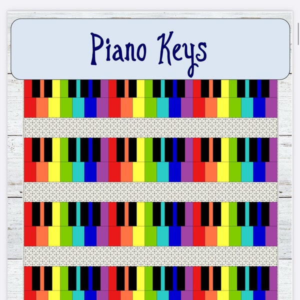 PDF PATTERN Piano Keys quilt -- baby, lap, twin, full, queen, king-- PDF Version