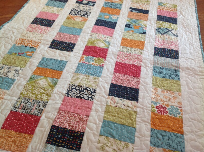orange nautical Lucy/'s Crab Shack Coins Baby Crib quilt navy blue pink aqua white green