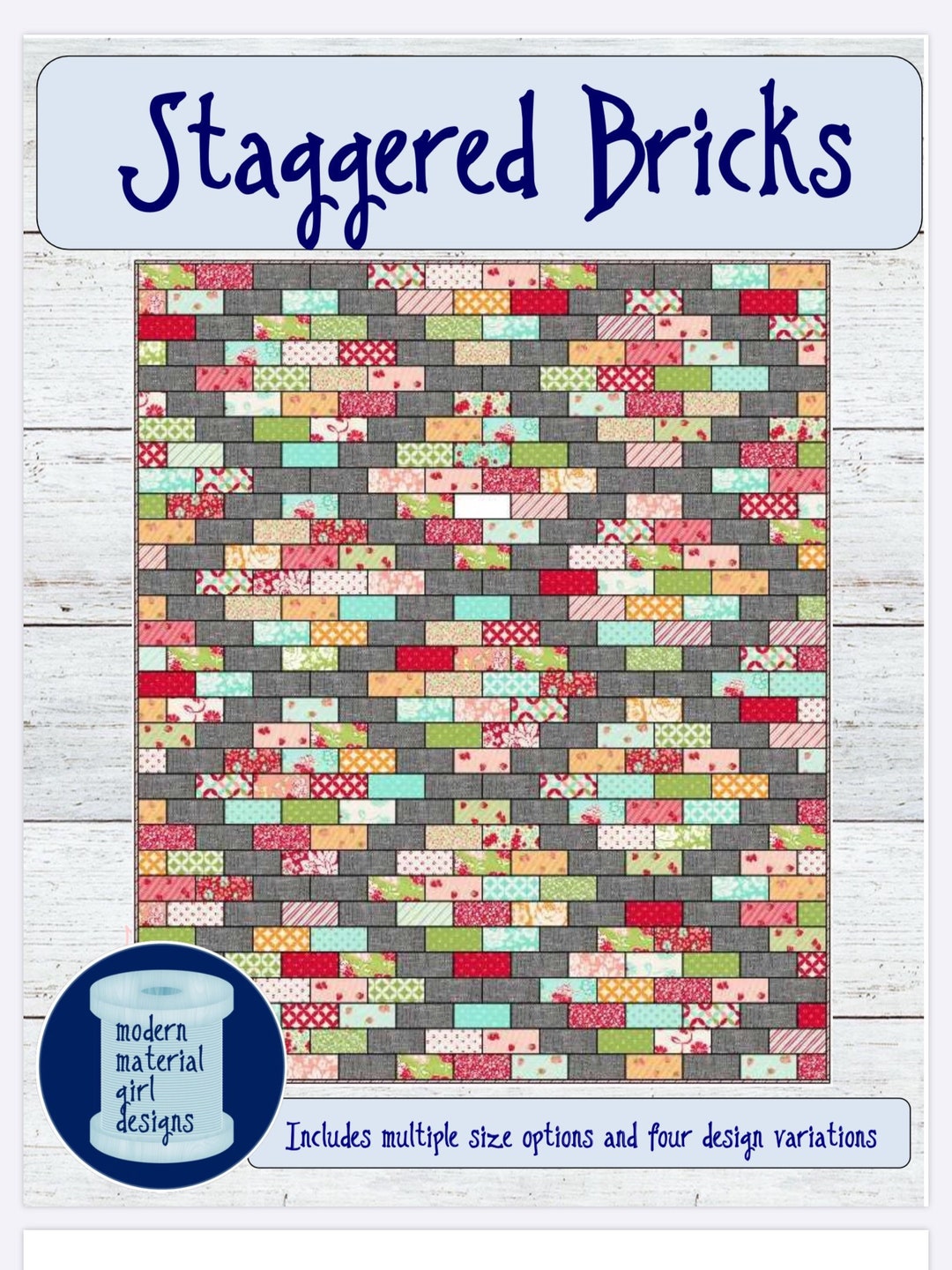 PDF PATTERN Staggered Bricks Quilt..4 Design Variations -- Baby, Lap ...