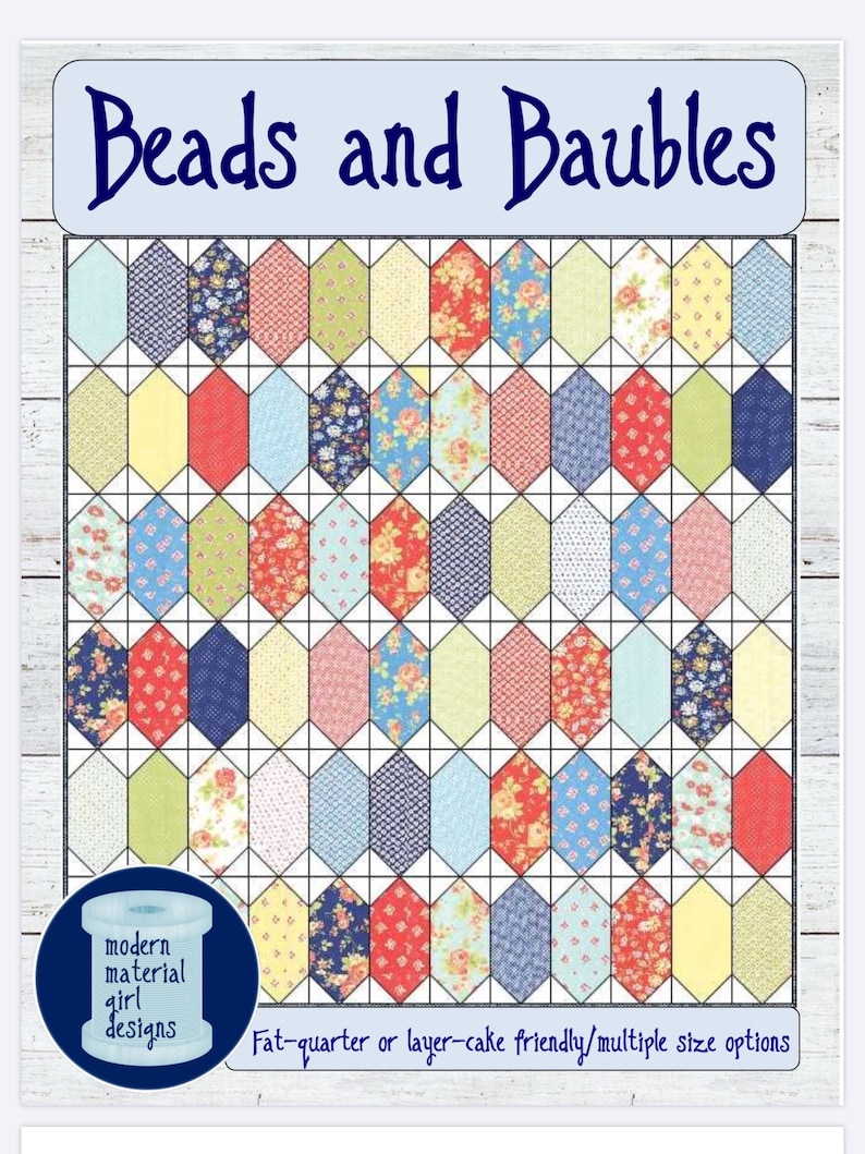 Beads and Baubles Quilt pattern PDF layer cake and fat quarter friendly 6 size options image 1