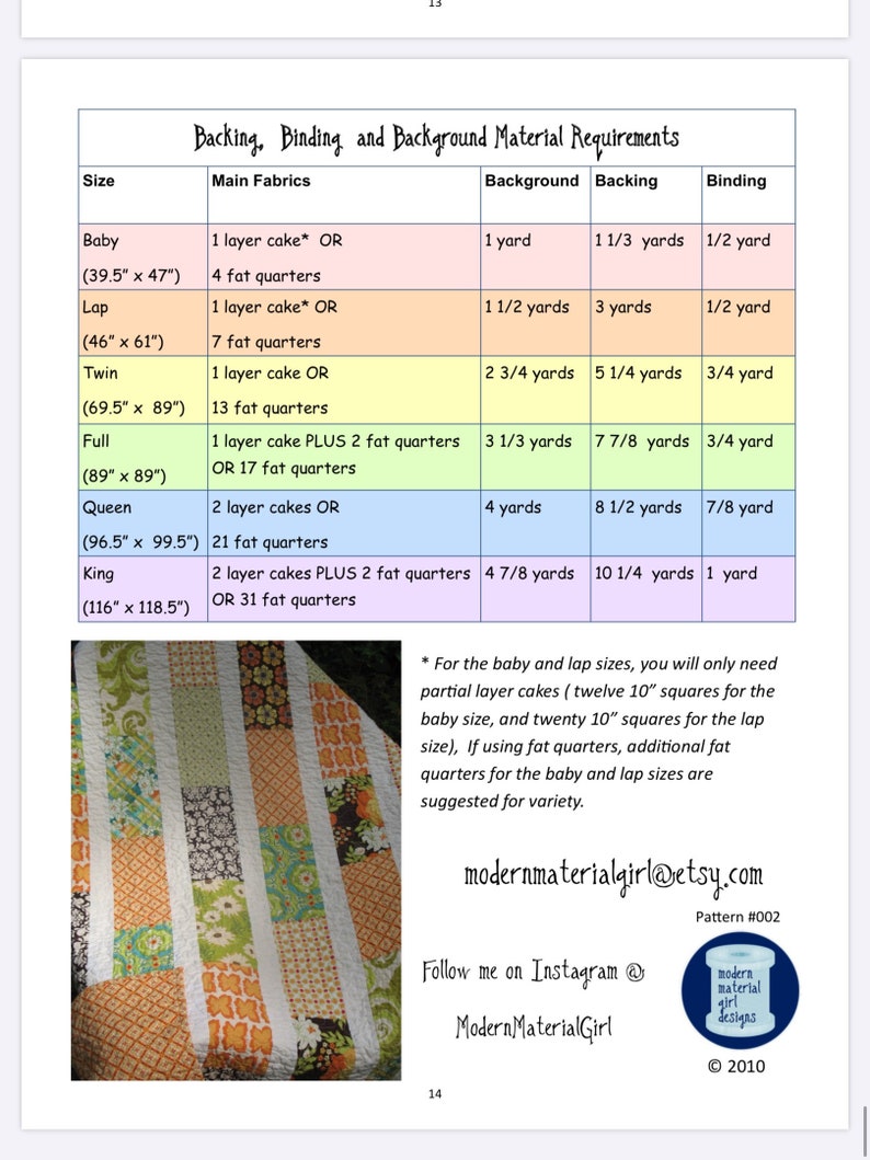 PATTERN Brick Layer Lap Quilt ...easy, uses fat quarters or layer cake multiple size options PDF version image 2