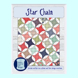PDF quilt pattern -- Star Chain --three design variations -- multiple size options