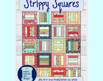 PDF quilt pattern -- Strippy Squares -- multiple size options -- jelly roll friendly