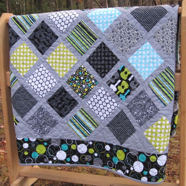 Modern and Funky Quilt Baby or Lap Size Groovy Guitar Fabric