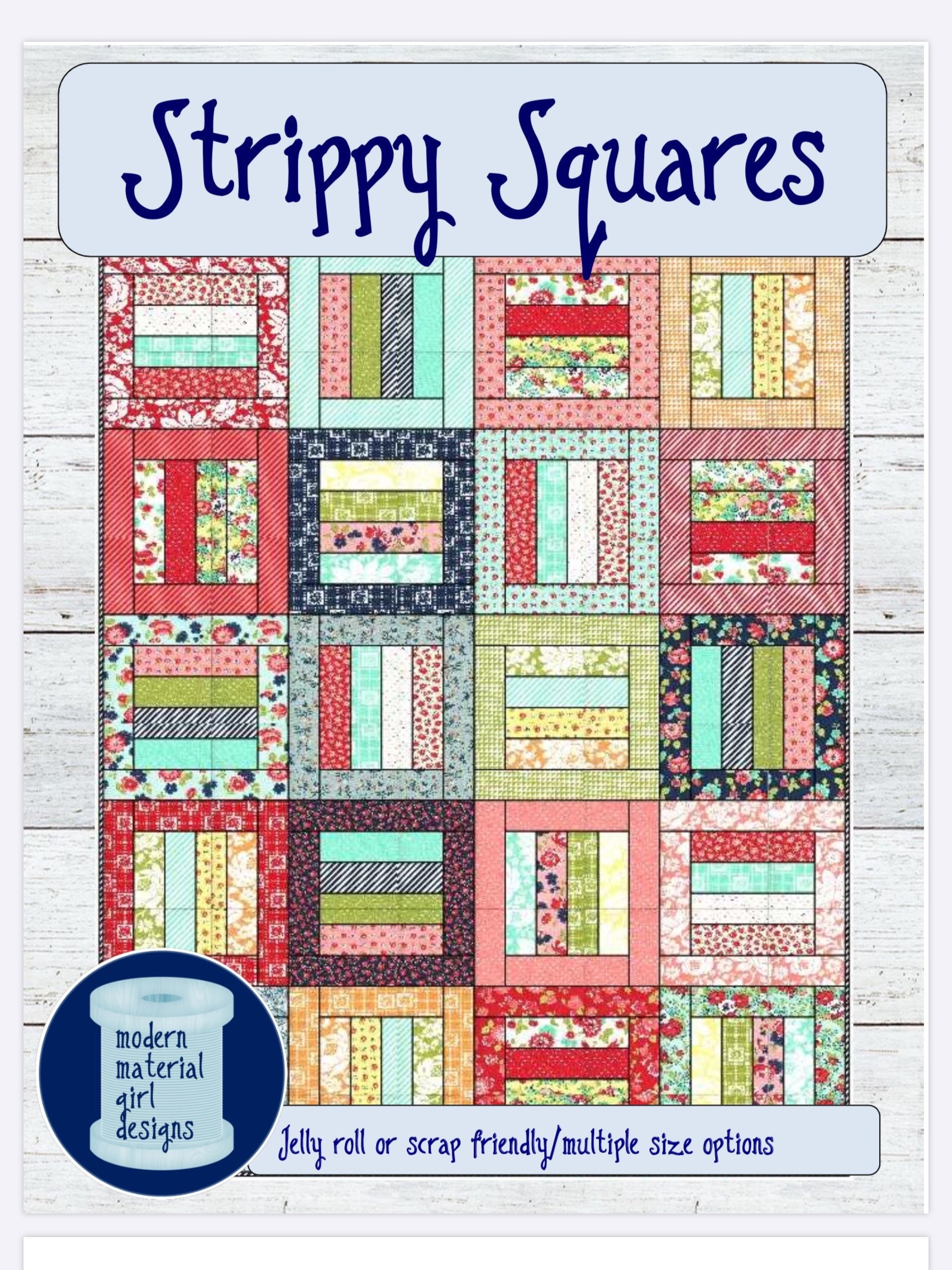PDF Quilt Pattern Strippy Squares Multiple Size Options Etsy Australia