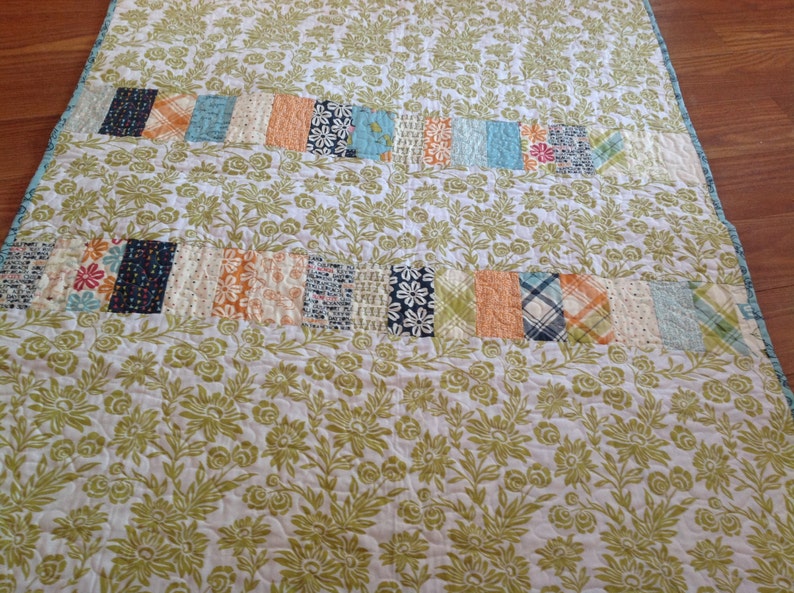 orange nautical Lucy/'s Crab Shack Coins Baby Crib quilt navy blue pink aqua white green