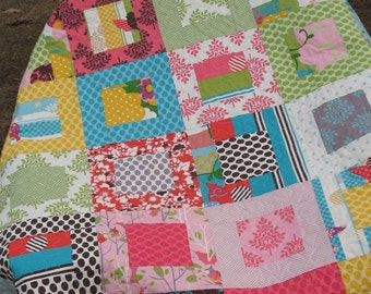 Funky and Colorful Lap or Baby Quilt in MoMo Its a Hoot Fabrics MaDe To OrDeR