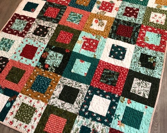 Christmas Lap Quilt in Cheer and Merriment by Fancy That Design House--pattern also available — Hip to Be Square — holiday decor throw