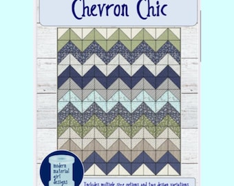 PDF quilt pattern -- Chevron Chic-- three design variations in ONE pattern-- multiple size options