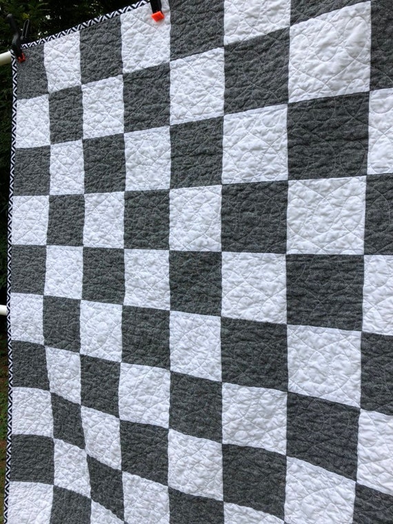 Black & White Buffalo Plaid Plush Throw Blanket, 50x60 NEW! Black and White Buffalo Plaid Quilted Throw Blanket Country Farmhouse display picture 1