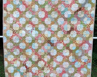 Quilt -- Modern Vintage Lap or Baby Moda Fig Tree quilts fabric--bow tie- cream, sage, peach, brown, floral