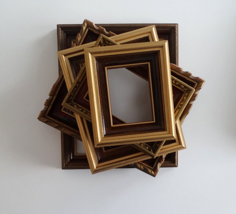Vintage Wood Picture Frames Set Gallery Wall Instant Etsy