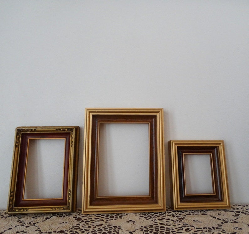 Vintage Wood Picture Frames Set Gallery Wall Instant Etsy