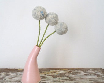 Large Pastel Blue Pom pom Flowers.  Wool Felt Poms.  Sky Blue Round Modern Flowers.  Flowers Bud Vase, Shower Decor