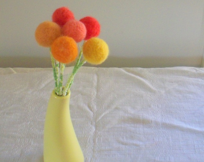 Wool Felt Pom Pom Flowers. Craspedia Floral Arrangement. Etsy