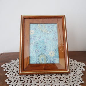 Deep Honey Natural Wood and Gold Frame - Teak MCM - 6 1/2 x 8 1/2, 4 1/2 x 6 1/2 Portrait Landscape - Simple Minimalist Gallery Wall