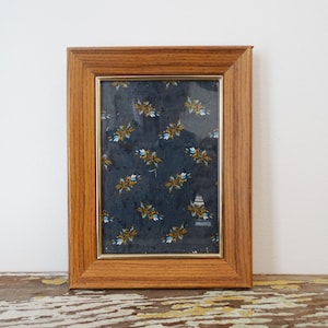 Vintage Wood Veneer with Gold Wall Frame - Rectangular MCM Frame - 5 x 7 Frame - Simple Minimalist