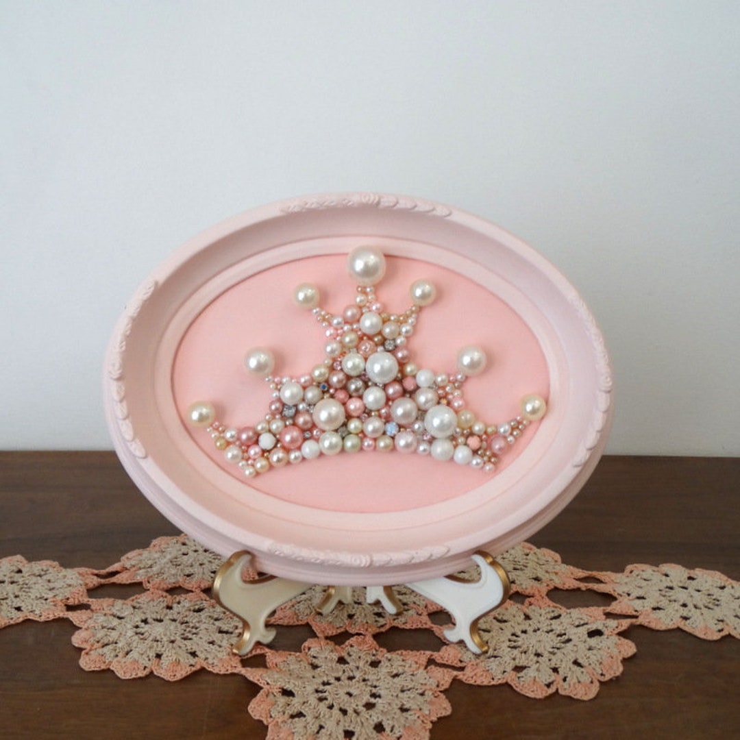 Princess Crown Wall Art Pastel Pink Mosaic Picture Pearl Etsy