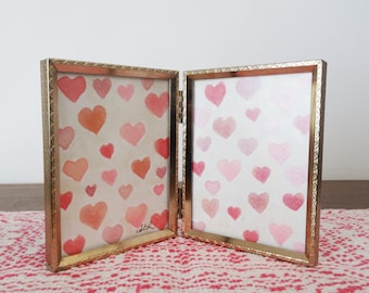 Vintage Gold Metal Bi Fold Picture Frame 7 X 5 Double Picture Frame ...