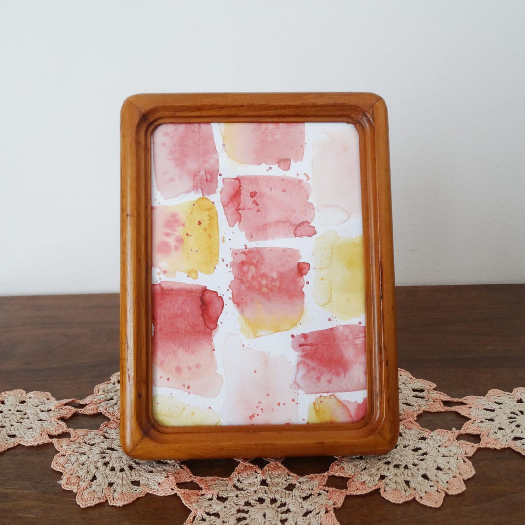 Vintage Teak Warm Wood Frame Rectangular MCM Frame 5 X 7 Frame Simple ...