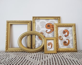 Ornate Gold Painted Picture Frames Set – Vintage Gallery Wall Decor