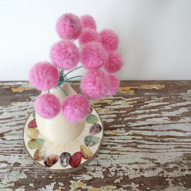 Felt Pom Pom Flowers. Wool Pompom. Bubblegum Pink Flowers Etsy