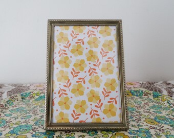 3 1/2 x 5 Gold Small Picture Frame - Patina Gold-tone Simple Metal Frame - 3.5 x 5 Rectangle Kitsch Frame