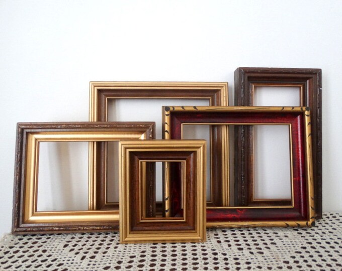 Vintage Wood Picture Frames Set Gallery Wall Instant Etsy