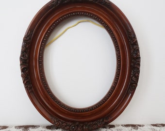 8 x 10 Oval Open Frame - Brown Ornate Composite Frame - Open Empty Oval Frame with Roses - Gallery Wall Decor