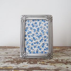 3 1/2 x 5 Inch Vintage Pewter Frame - Ornate Scrollwork Silver-tone Frame - Seagull 80s