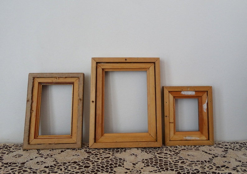 Vintage Wood Picture Frames Set Gallery Wall Instant Etsy