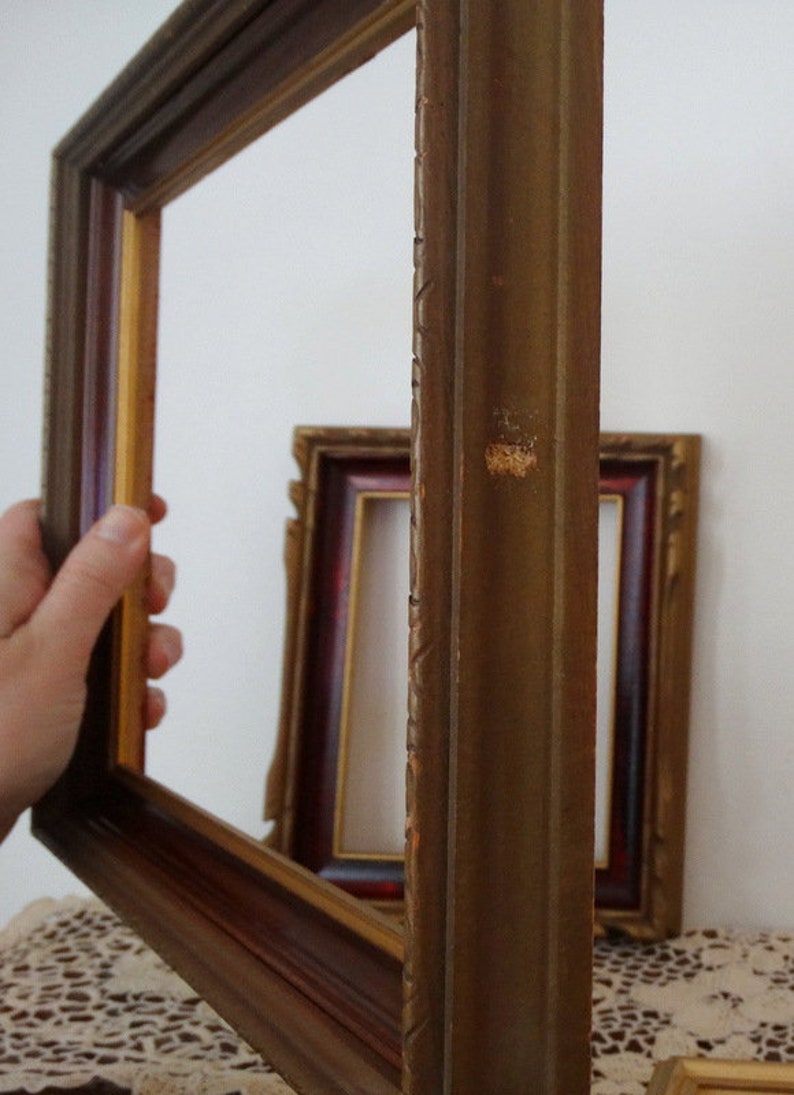 Vintage Wood Picture Frames Set Gallery Wall Instant Etsy