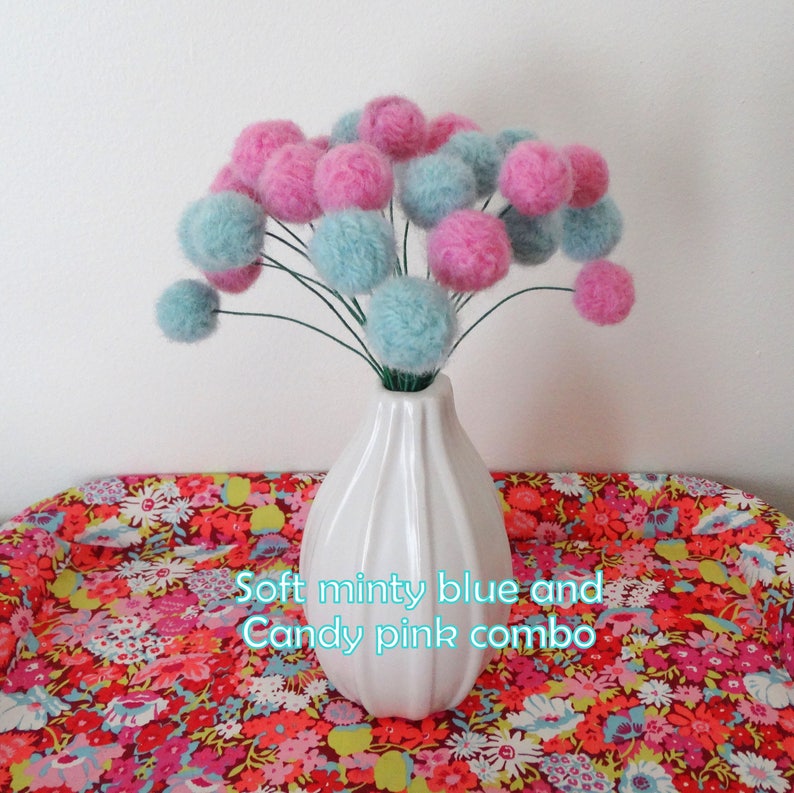 Felt Pom Pom Flowers. Wool Pompom. Bubblegum Pink Flowers Etsy