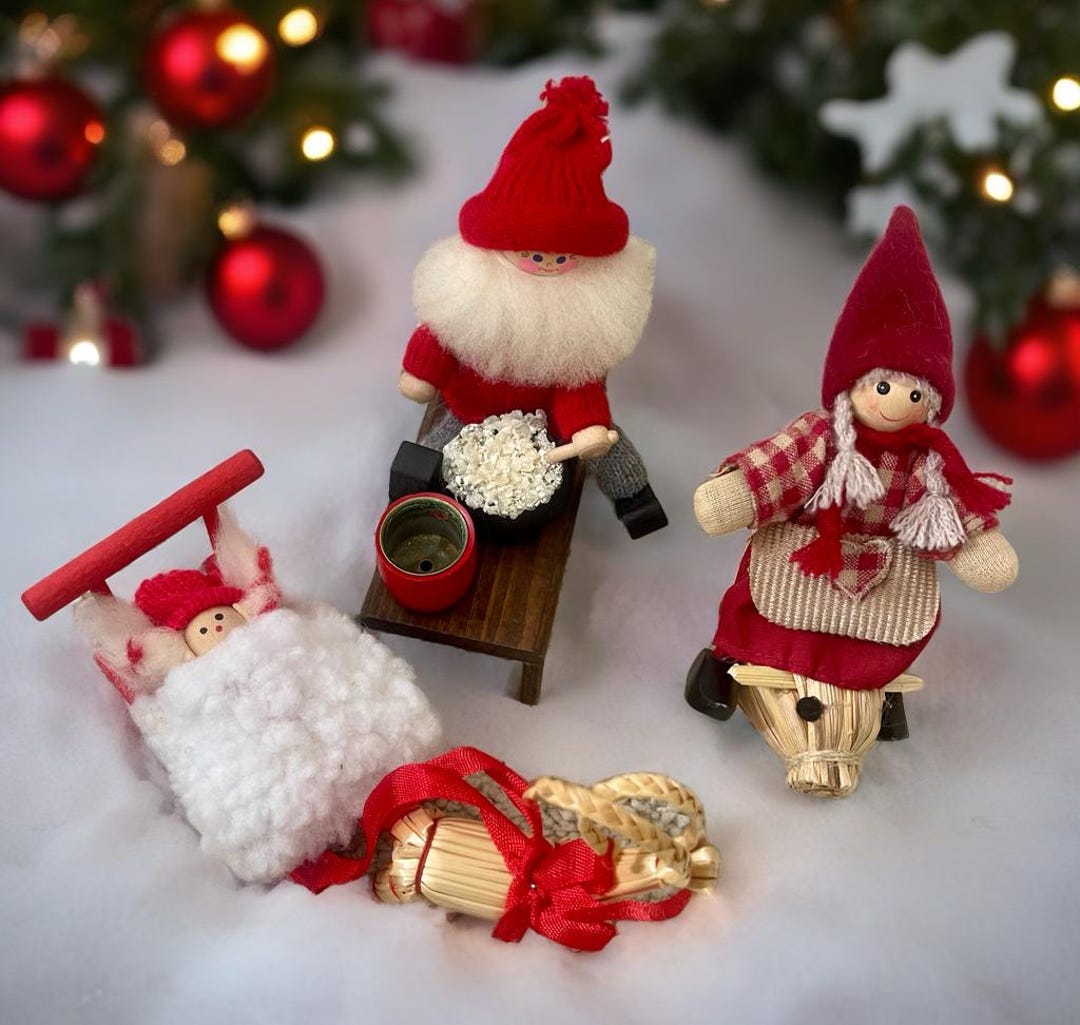 Handmade Swedish Tomte Figurine: Vintage Yule Goat & Pig Folk Art - Etsy