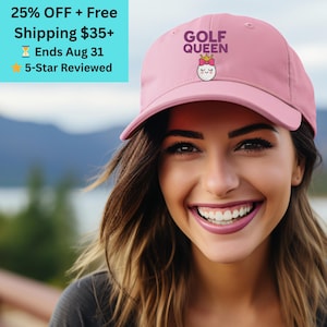 Golf Queen Hat | Embroidered Women’s Golf Cap, Cute Golfer Gift, Ladies Golf Apparel