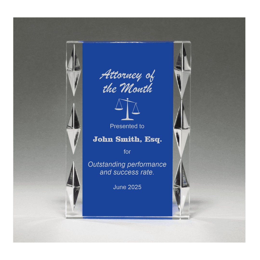 Business Awards for Lawyer, Personalized Attorney Solid Acrylic Trophy ...