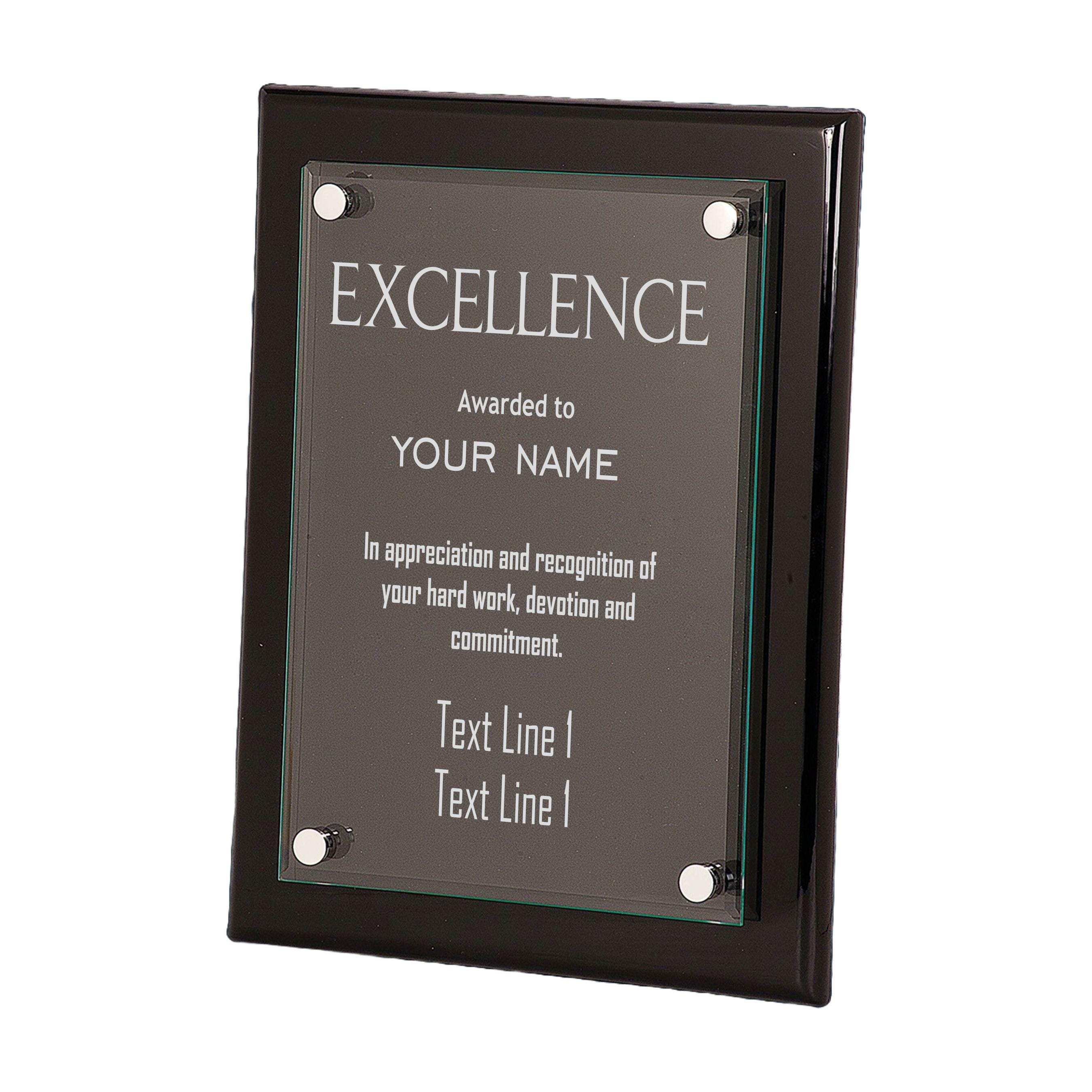 Personalized Excellence Award Plaque, Floating Glass, Employee ...