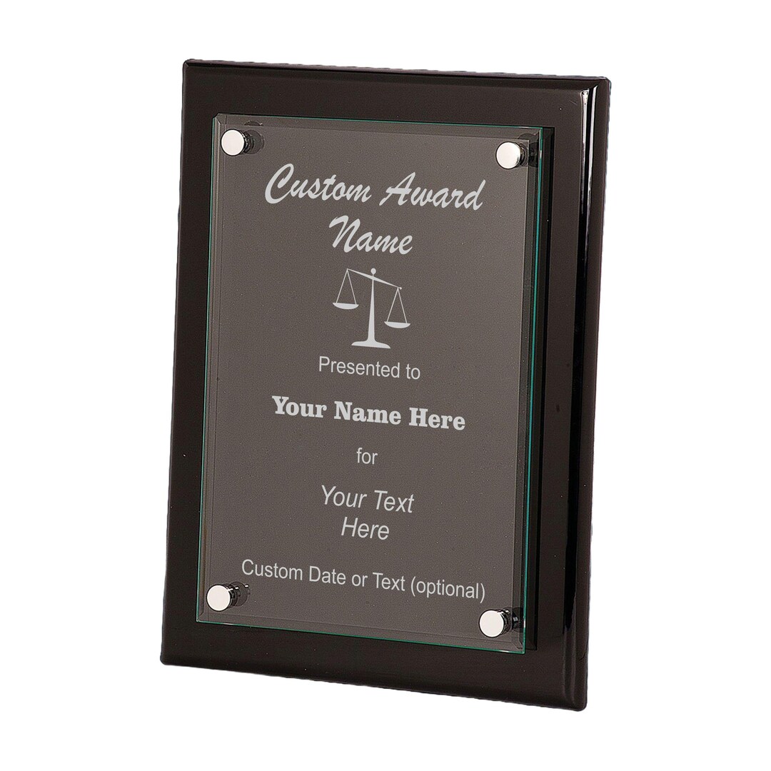 Ford 1l5z 15607 Aa Crown Awards Employee Of The Year Plaque Award, 6x8 Personalized Recognition White Metal Trophy Plate On Black Marble Plaque With Custom Engraving Prime Plaques Personalized