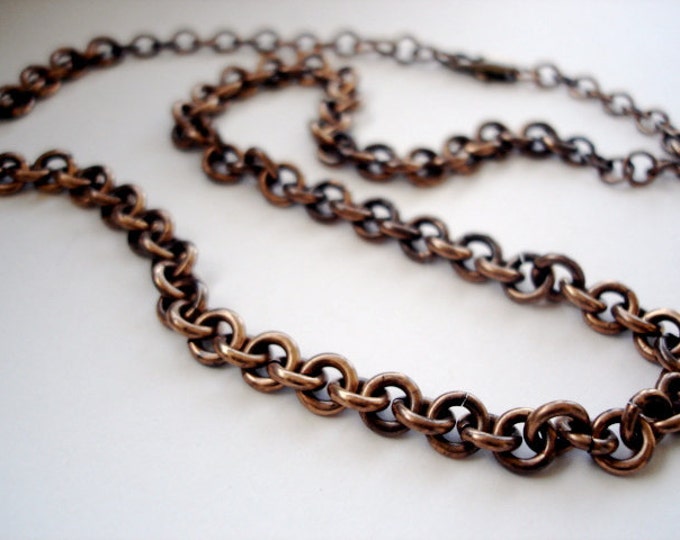 Bronze Chain Necklace Chunky Bronze Chain Oxidized Bronze Etsy