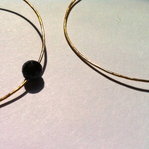 Black Onyx Hoop Earrings, Gold Large Hoop Earrings, Black Gemstone Jewelry, Gold Hoops, HB Muse Jewelry, Gifts for Her image 4