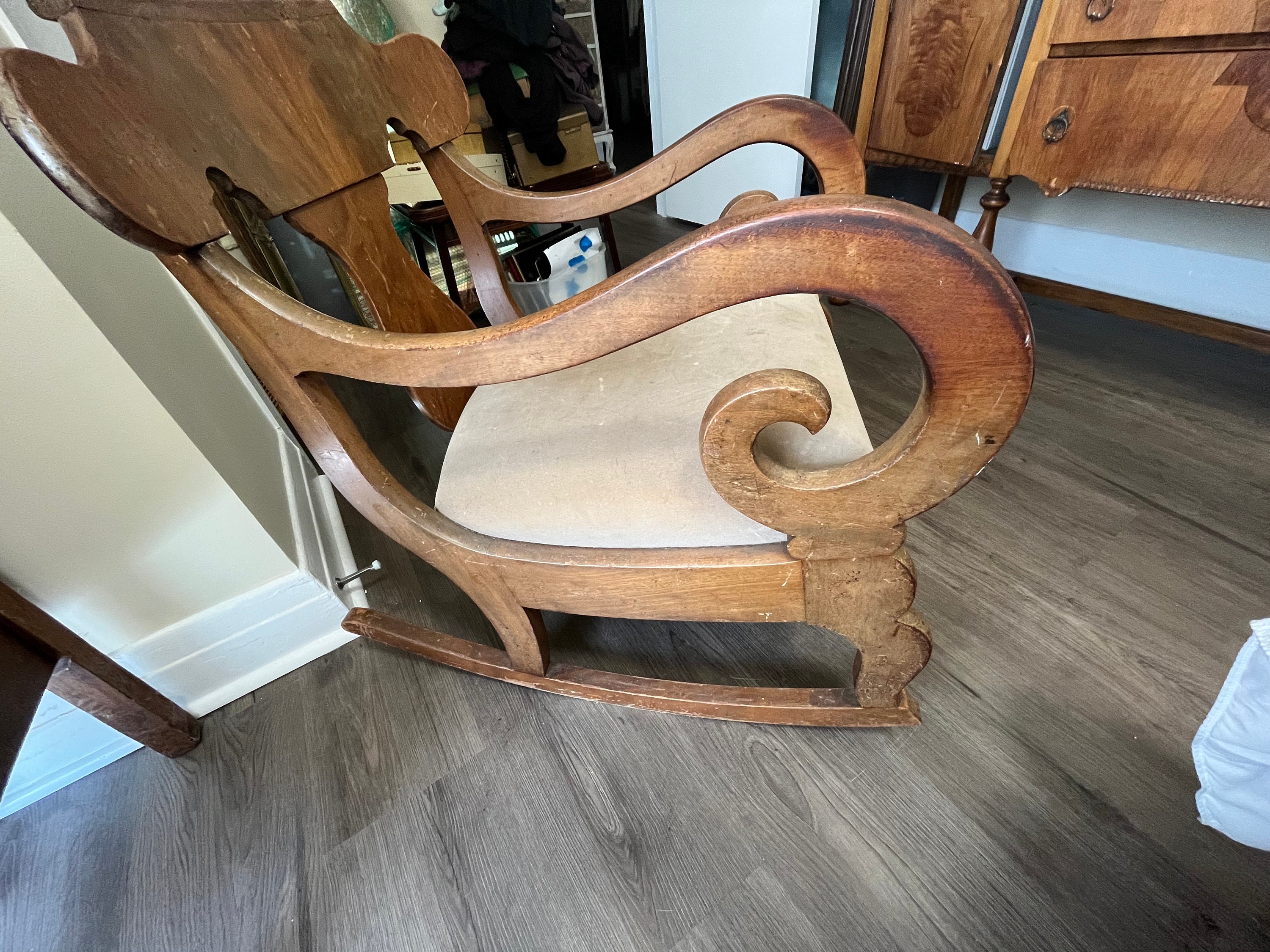 Antique Biedermeier Rocking Chair, Nursing Rocking Chair, 19th Century ...