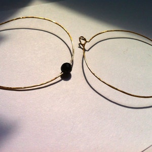 Black Onyx Hoop Earrings, Gold Large Hoop Earrings, Black Gemstone Jewelry, Gold Hoops, HB Muse Jewelry, Gifts for Her image 3