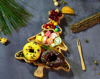 Bamboo Christmas Tree Tray, 12”x10.5” Cookie Plate – Unique Christmas, Holiday, Gift for Her, Cookie Tray, Holiday Ideas.