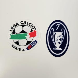 AC Milan 2008-2009 Lega Calcio Iron On Patch Set — Serie A 7 Times Winner Badge