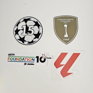 Ensemble d'écussons thermocollants Real Madrid 2025-2026 — Badge intercontinental de la Liga UCL
