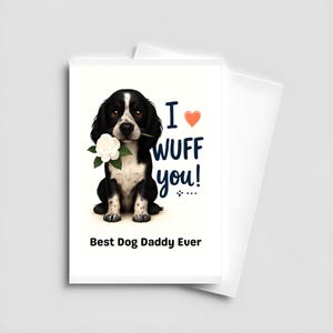 Biglietto "Il miglior papà di sempre per cani" - Biglietto "Il cane ama il papà" - Scarica, stampa e piega - Biglietto per la festa del papà dal cane - senza spese di spedizione
